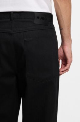 Jeans relaxed fit in denim giapponese nero intenso, Nero