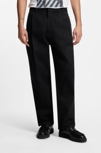 Jeans relaxed fit in denim giapponese nero intenso, Nero