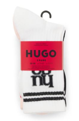 Three-pack of ribbed short socks with stacked logos, Patterned