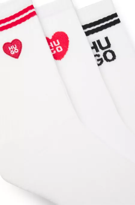 Three-pack of ribbed short socks with logos