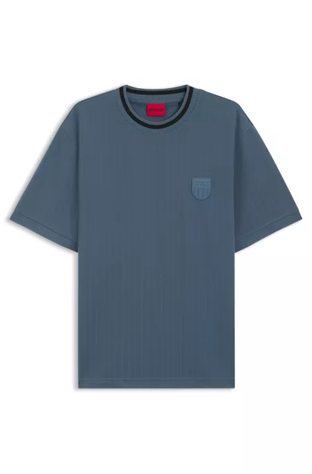 Cotton-blend T-shirt with drop-needle stripe