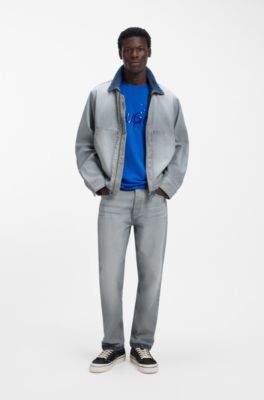 Denim jacket with inside-out styling, Light Blue