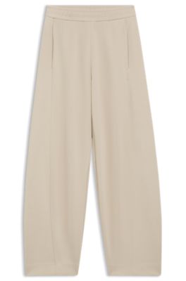 Balloon-fit tracksuit bottoms with logo embroidery, Light Beige