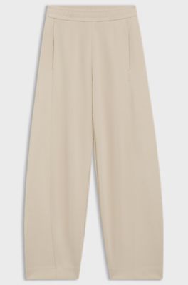 Balloon-fit tracksuit bottoms with logo embroidery, Light Beige
