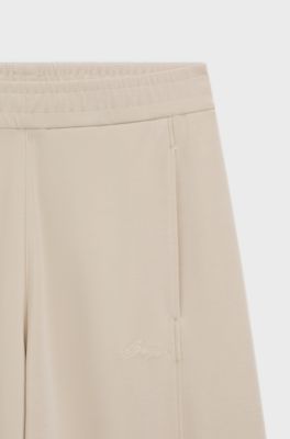 Balloon-fit tracksuit bottoms with logo embroidery, Light Beige