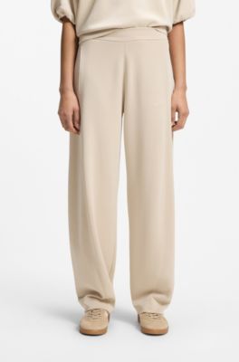 Balloon-fit tracksuit bottoms with logo embroidery, Light Beige