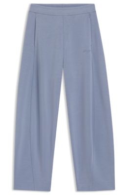 Balloon-fit tracksuit bottoms with logo embroidery, Blue