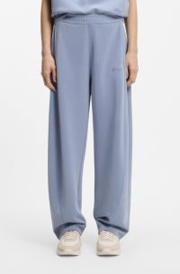 Trainingsbroek met ballonpijpen en logoborduursel, Blauw