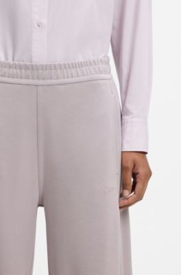 Balloon-fit tracksuit bottoms with logo embroidery, Light Purple
