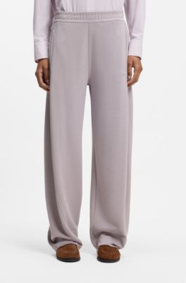 Balloon-fit tracksuit bottoms with logo embroidery, Light Purple