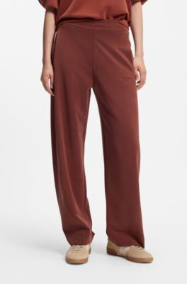 Balloon-fit tracksuit bottoms with logo embroidery, Dark Red