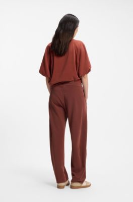Balloon-fit tracksuit bottoms with logo embroidery, Dark Red
