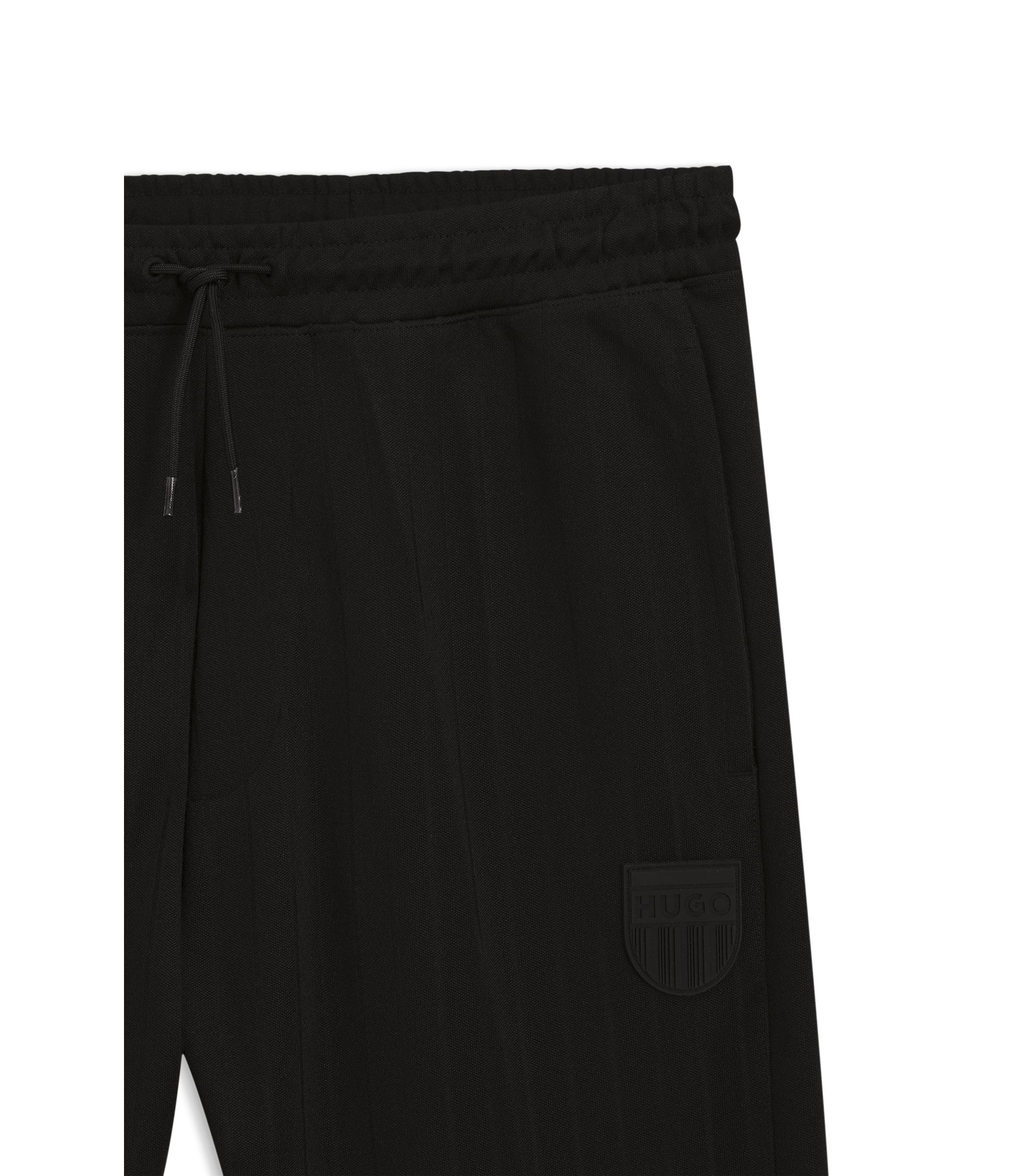 トミルユーグ HUGO - Cotton-blend tracksuit bottoms with drop-needle stripe - Black