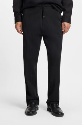 Cotton-blend tracksuit bottoms with drop-needle stripe, Black