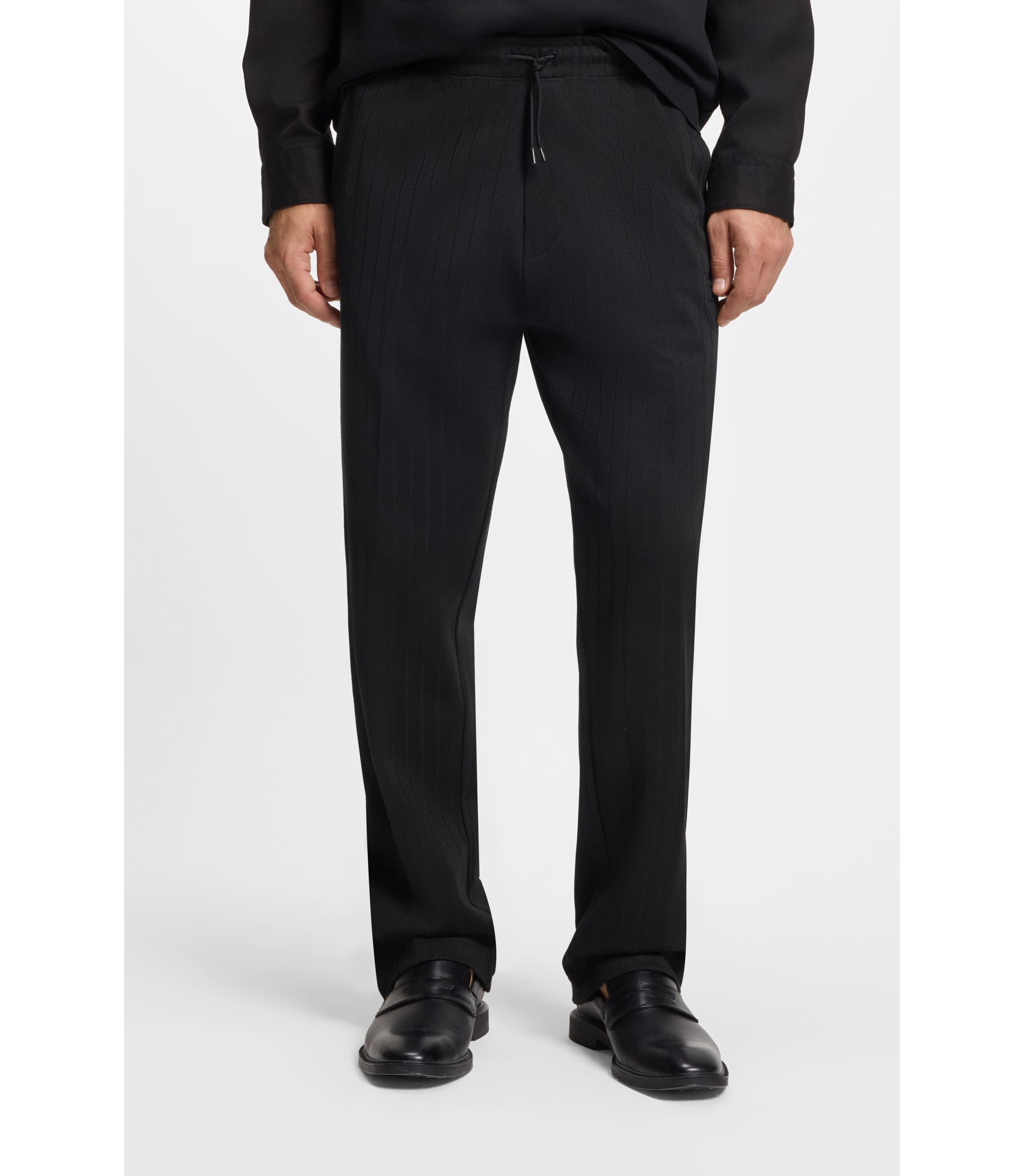 Jogginghose aus Baumwoll-Mix mit Drop-Needle-Streifen