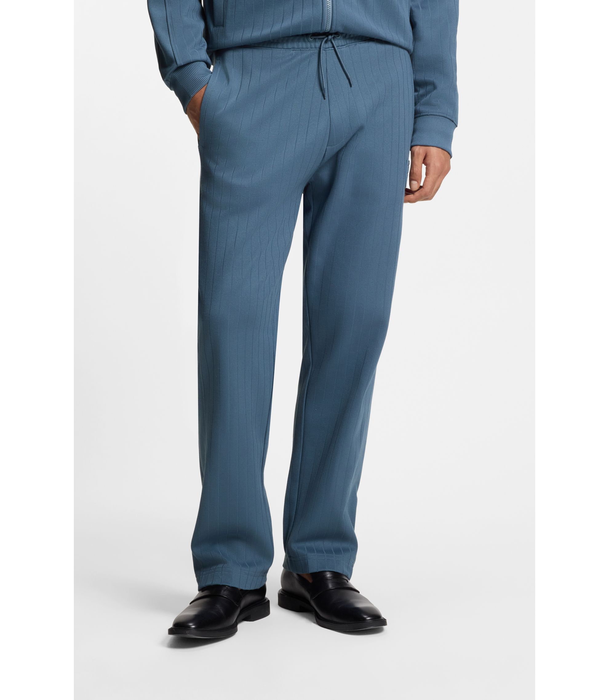 Jogginghose aus Baumwoll-Mix mit Drop-Needle-Streifen