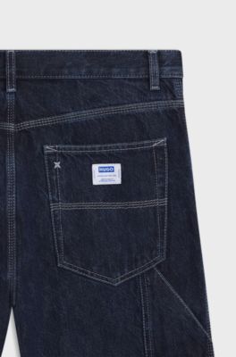 Baggy-fit jeans in dark-blue denim, Dark Blue