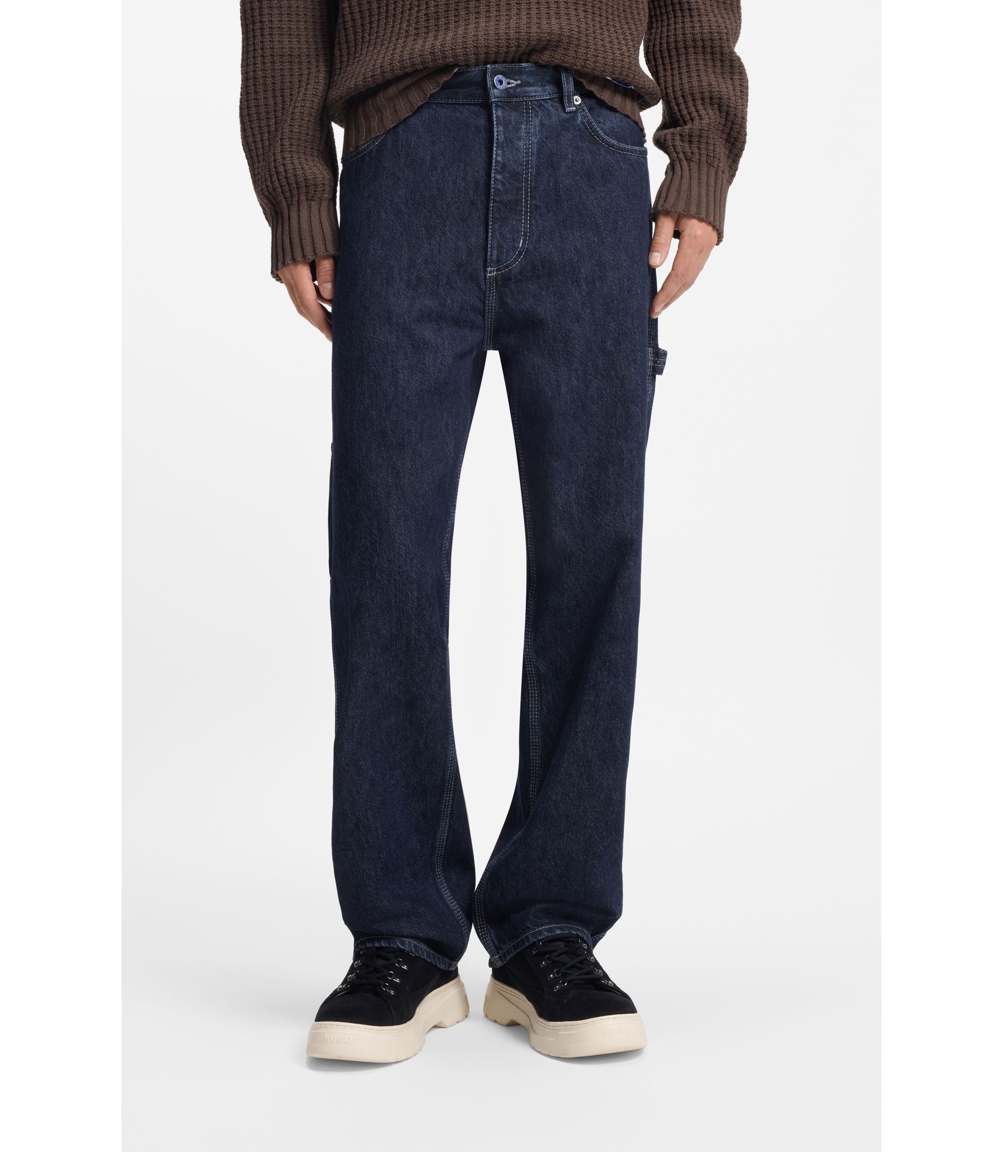 Baggy-Fit Jeans aus dunkelblauem Denim