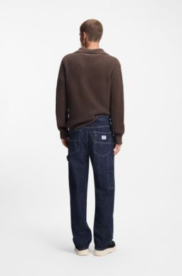 Baggy-fit jeans in dark-blue denim, Dark Blue