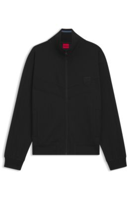 Sweatshirt i en bomuldsblanding med n&aring;lestriber, Sort