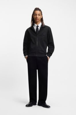Cotton-blend sweatshirt with drop-needle stripe, Black