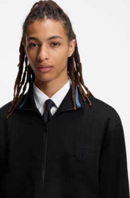 Cotton-blend sweatshirt with drop-needle stripe, Black