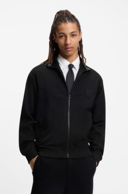 Cotton-blend sweatshirt with drop-needle stripe, Black