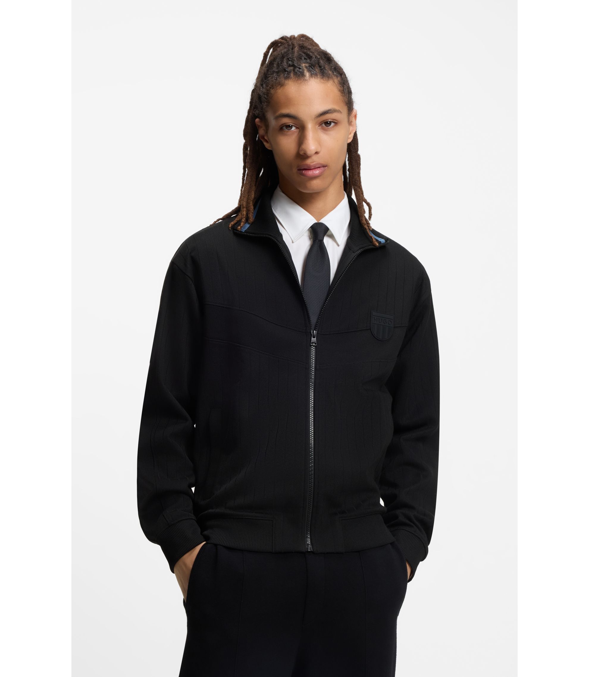 Sweatshirt aus einem Baumwoll-Mix mit Drop-Needle-Streifen