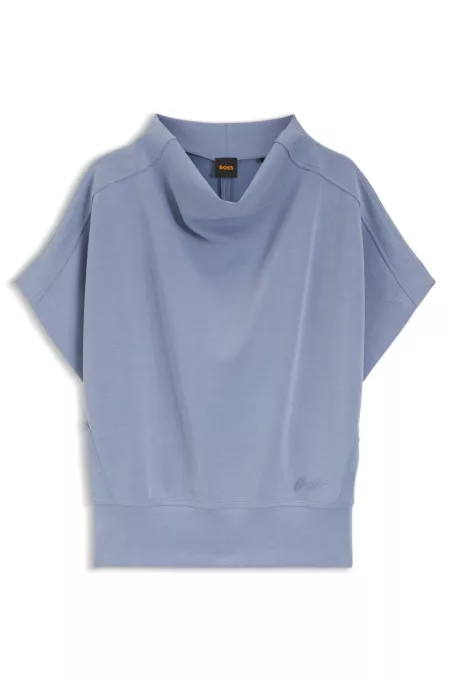Short-sleeved sweatshirt with loose high neckline