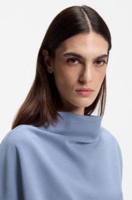 Short-sleeved sweatshirt with loose high neckline, Light Blue