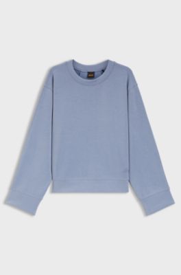 Relaxed fit-sweatshirt med broderad logga, Ljusbl&aring;