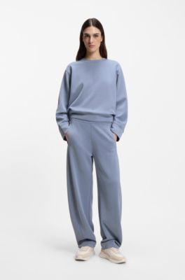 Felpa relaxed fit con logo ricamato, Celeste