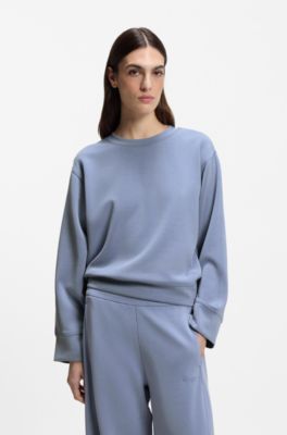 Relaxed fit-sweatshirt med broderad logga, Ljusbl&aring;