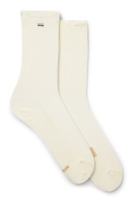 Two-pack of regular-length socks with logo details, Natural