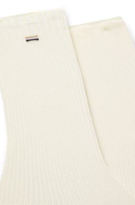 Two-pack of regular-length socks with logo details, Natural