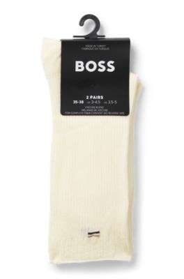 Two-pack of regular-length socks with logo details, Natural