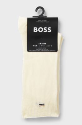 Zweierpack mittelhohe Socken mit Logo-Details, Natur