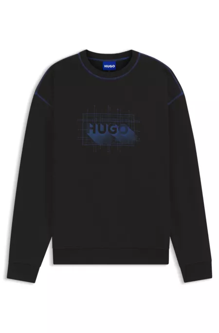 Cotton-terry logo sweatshirt with contrast stitching