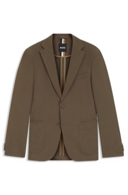 Slim-fit suit jacket in a stretch-cotton blend, Light Brown
