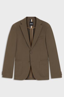 Slim-fit suit jacket in a stretch-cotton blend, Light Brown