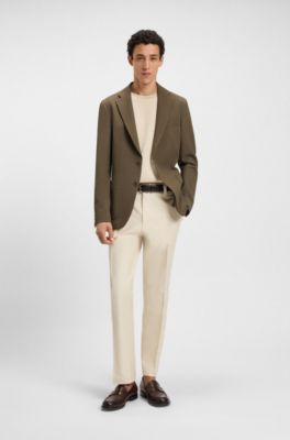 Slim-fit suit jacket in a stretch-cotton blend, Light Brown