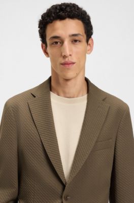 Slim-fit suit jacket in a stretch-cotton blend, Light Brown