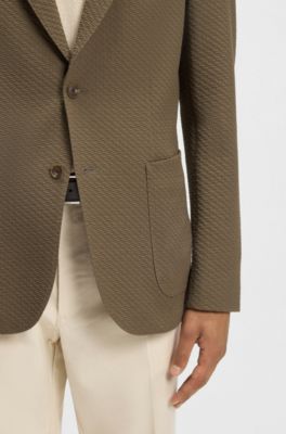 Slim-fit suit jacket in a stretch-cotton blend, Light Brown
