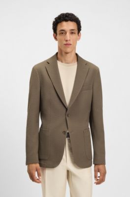 Slim-fit suit jacket in a stretch-cotton blend, Light Brown