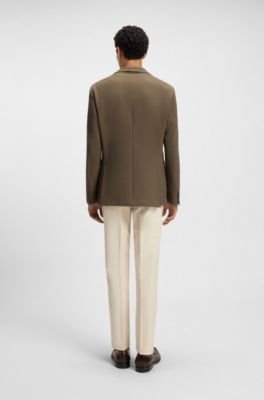 Slim-fit suit jacket in a stretch-cotton blend, Light Brown