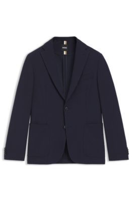 Slim-fit suit jacket in a stretch-cotton blend, Dark Blue