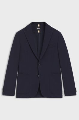 Slim-fit suit jacket in a stretch-cotton blend, Dark Blue