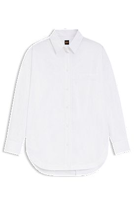 Oversized-fit blouse in cotton poplin and organza