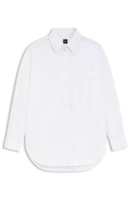 Oversized-fit blouse in cotton poplin and organza 1