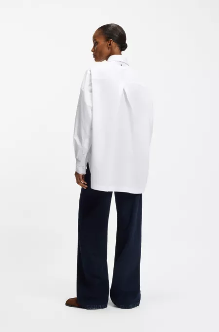 Oversized-fit blouse in cotton poplin and organza